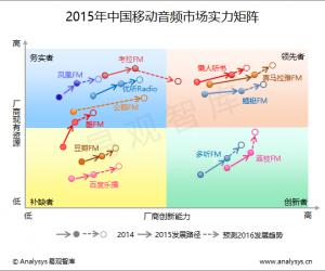 2015年中国移动音频市场实力矩阵分析